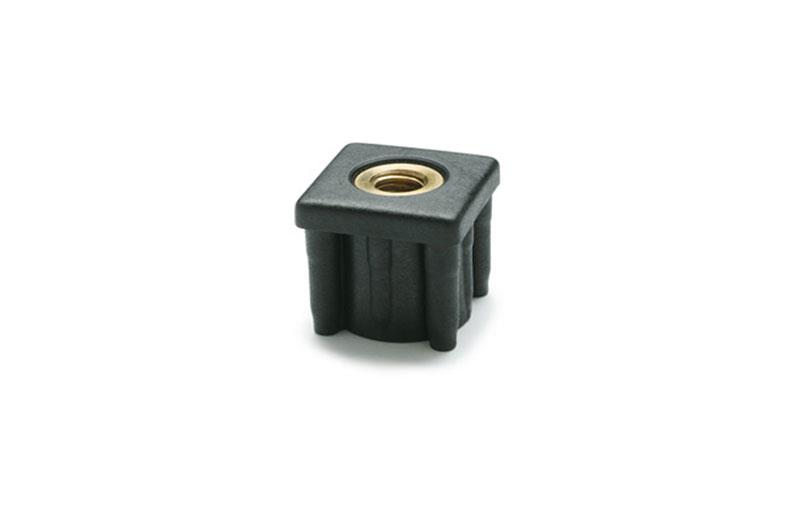 Threaded plastic tube cap - 40x40x1.2mm m12 h=38mm 6000n 