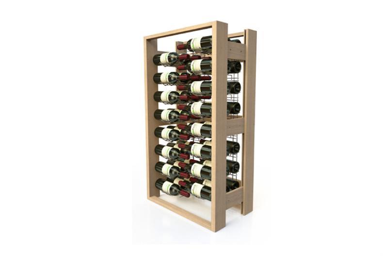 Weinregal Holz mit Chrom-auflagen - Visiobois - 16 Nh3 Auflagen - 48 Fl. 